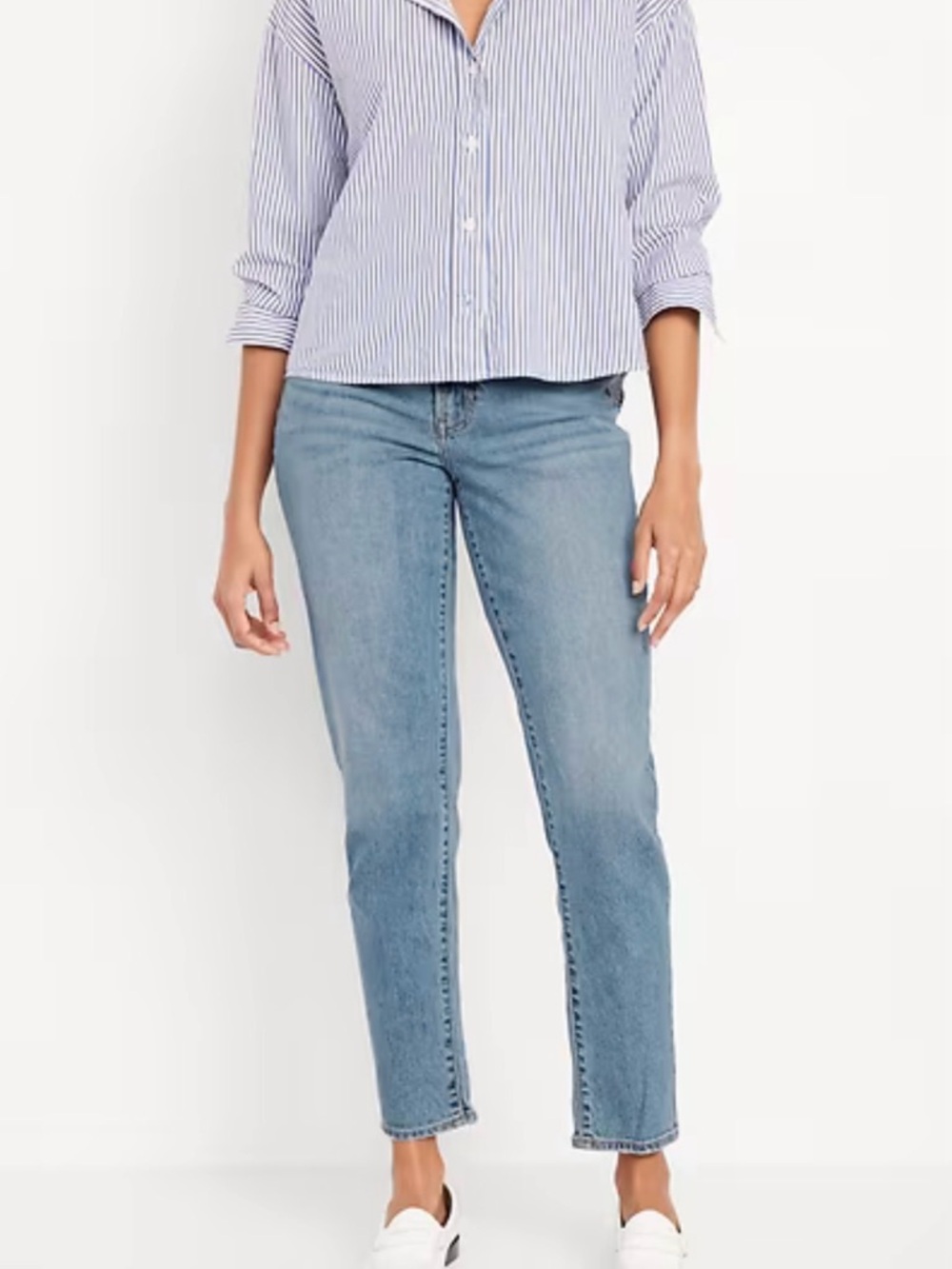 Old Navy High-Waisted OG Straight Ankle Jeans Faded Light Wash Side Slits NWT